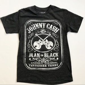 Johnny Cash Man in Black T-Shirt Top S